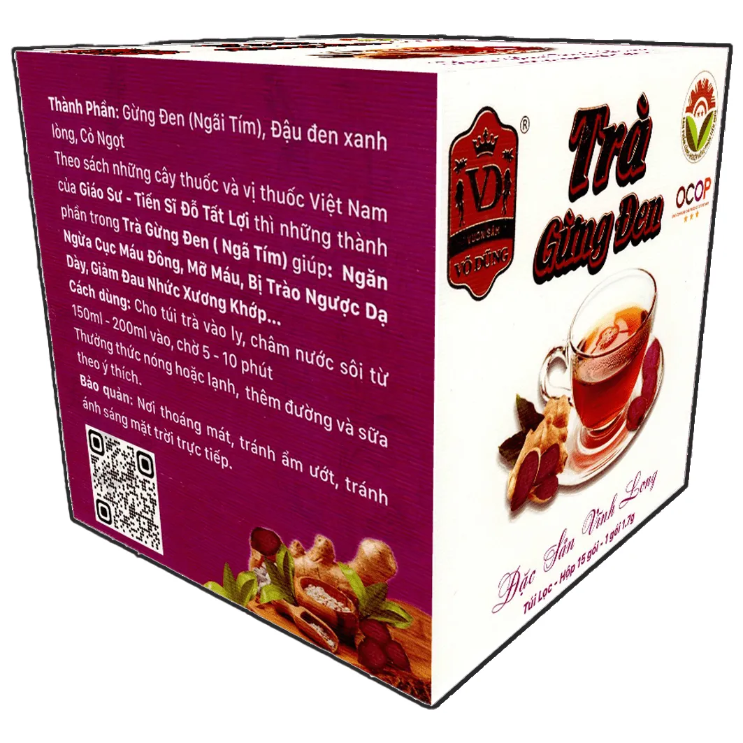 Trà gừng đen (ngải tím) Võ Dũng (1,7g x 15 túi)